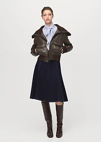 Denim midi-skirt with stitching