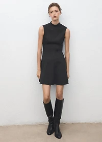 Dress with perkins collar and stitching detail