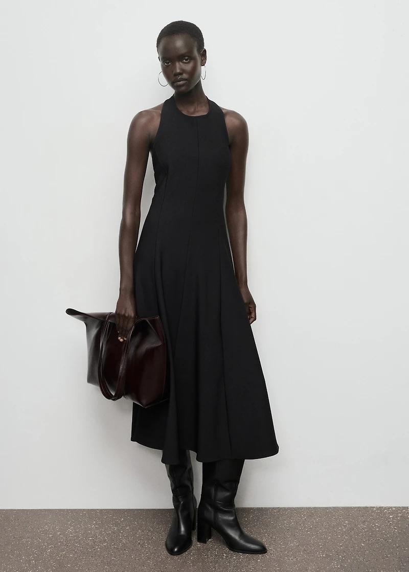 Halter-neck pleated dress