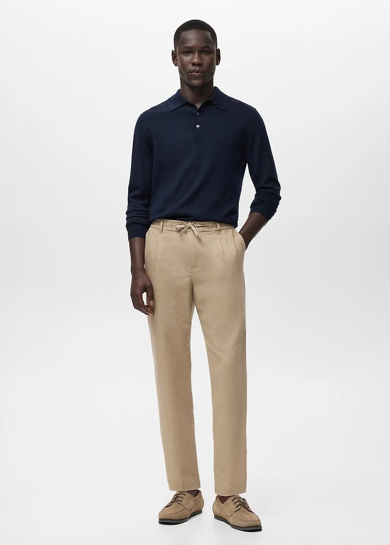 Slim-fit pants with drawstring