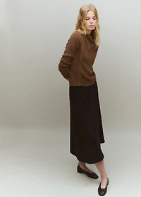 Sweater with asymmetrical neck and buttons