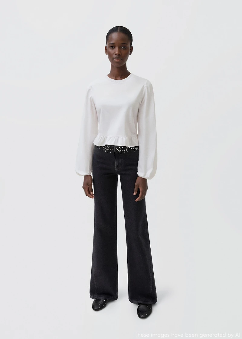 Ruffled cotton blouse