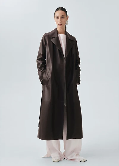 100% leather trench coat with belt