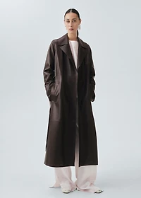 100% leather trench coat with belt