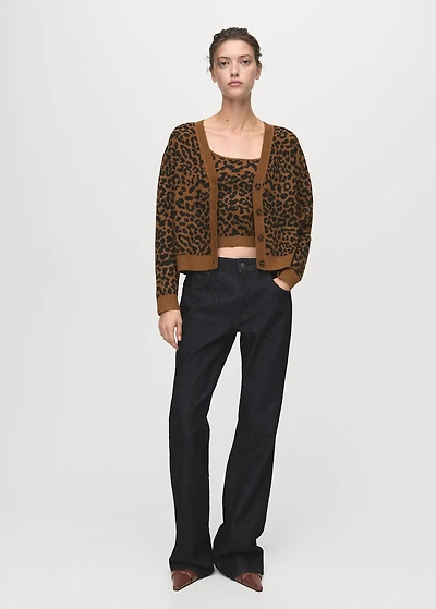 Leopard-print knitted top