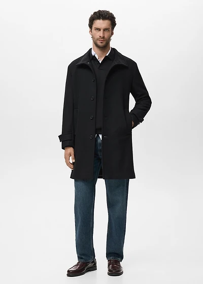 Wool funnel neck coat