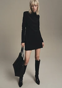 Long-sleeved dress with draped neck