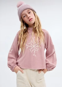 Cotton blouse with floral embroidery