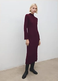 Perkins-neck ribbed dress