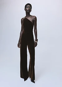 Velvet jumpsuit with metallic detail