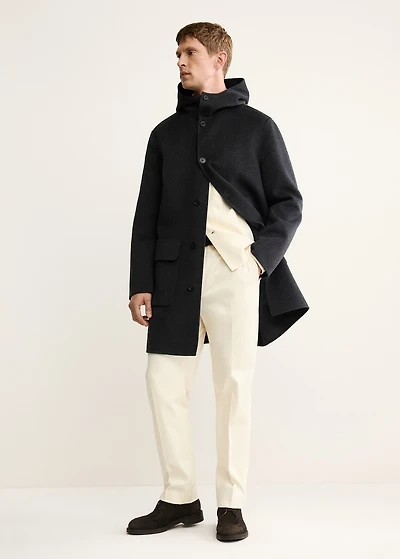 Handmade wool coat with hood