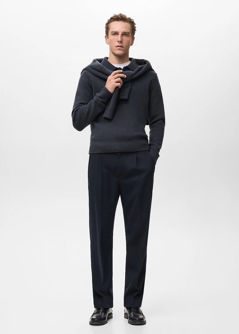 Knitted wool blend polo sweater