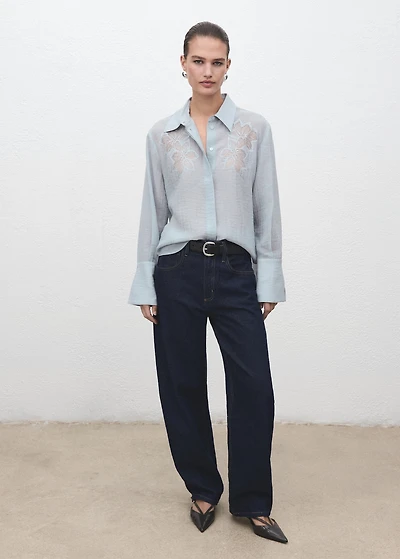 Embroidered lyocell blouse