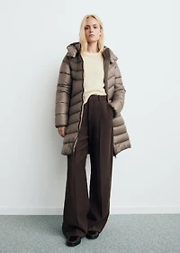 Midi quilted anorak with hood