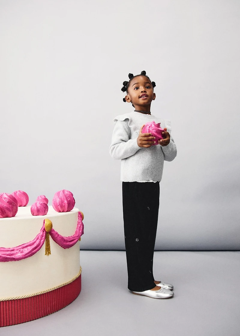 Embroidered velvet trousers