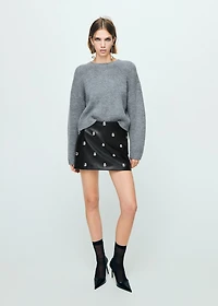 Studded faux-leather skirt