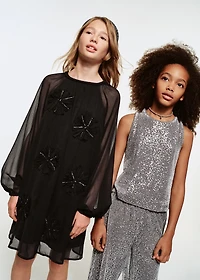 Floral embroidery dress