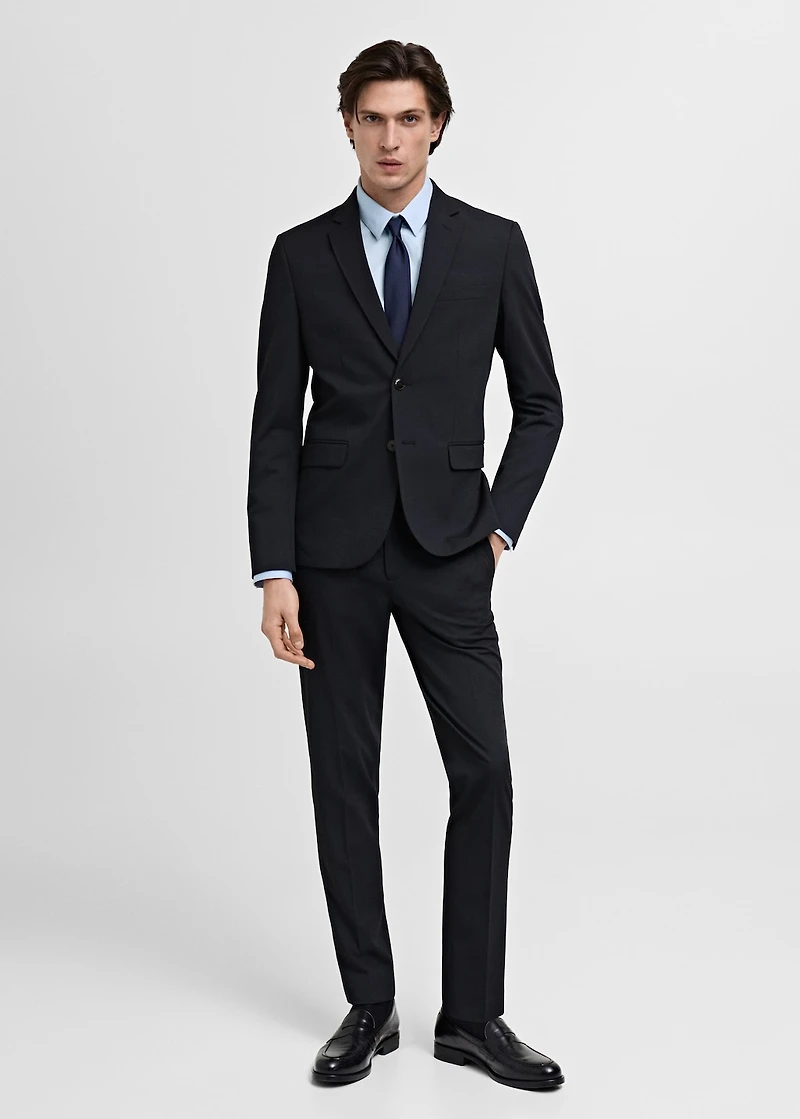 Stretch fabric super slim-fit suit trousers