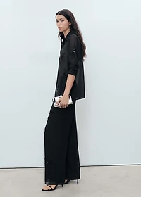 Rhinestone-embroidered pants