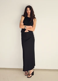 Linen-blend straight skirt