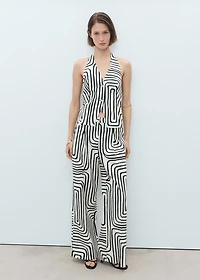 Geometric-print linen vest