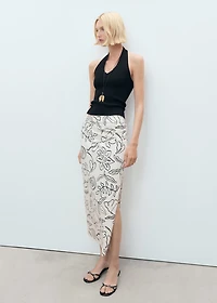 Slit printed long skirt