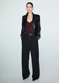 Lurex knitted V-neck top