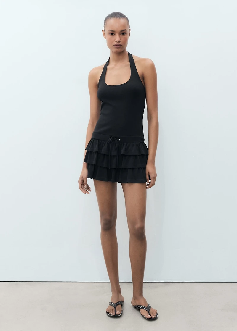 Halter-neck ruffle dress