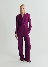 Linen-blend double-breasted suit blazer