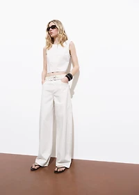 Barrel jeans with double belt