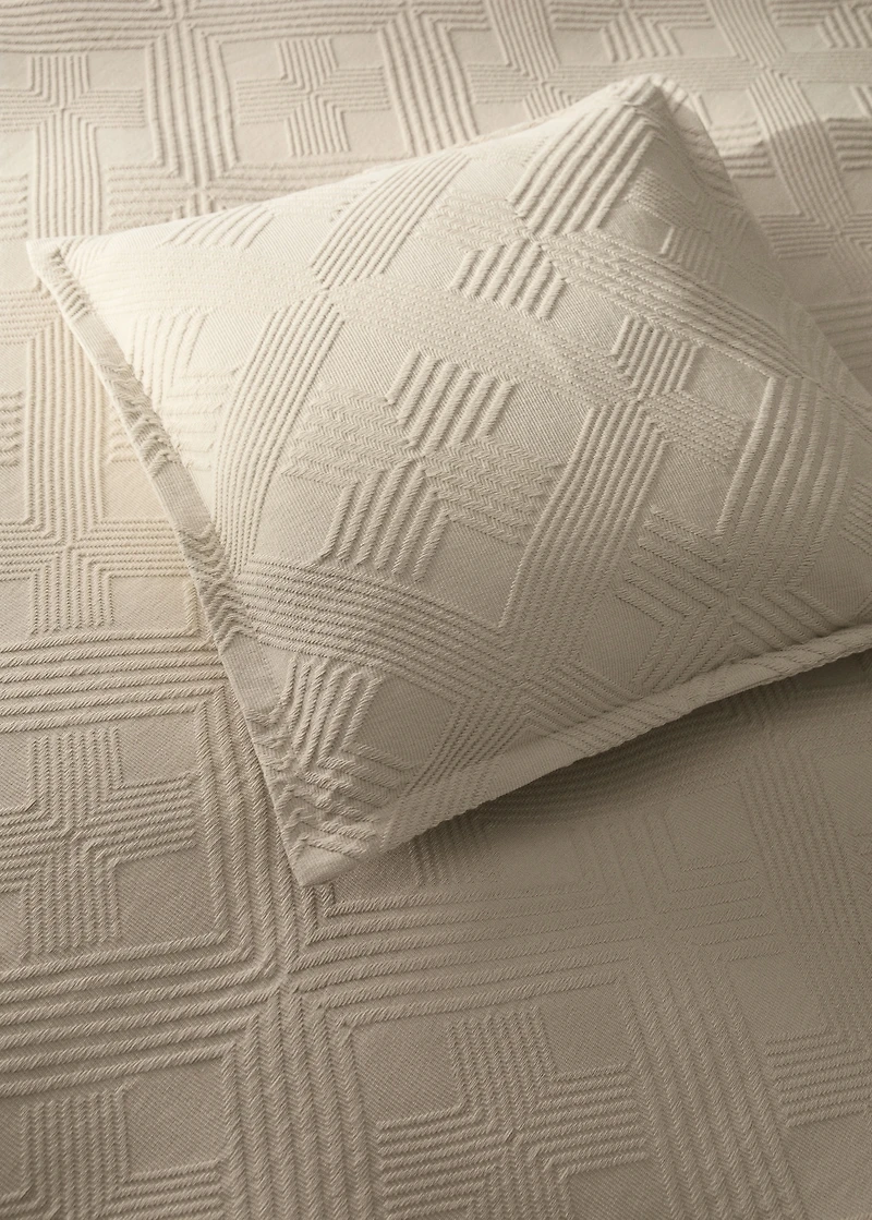 Jacquard cotton diamond-print cushion cover for 50x50 cm bed