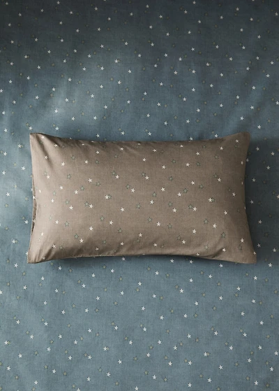 Percale cotton star-print pillowcase 30x50 cm