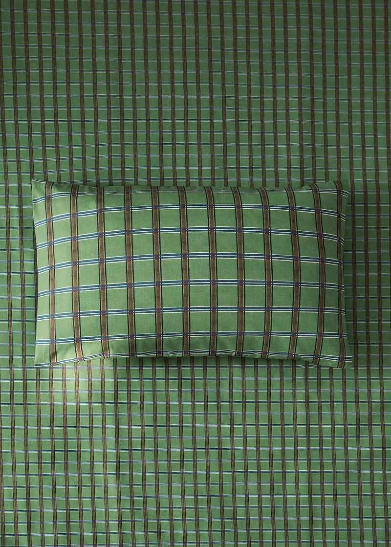 Percale cotton check-print children's pillowcase 30x50 cm