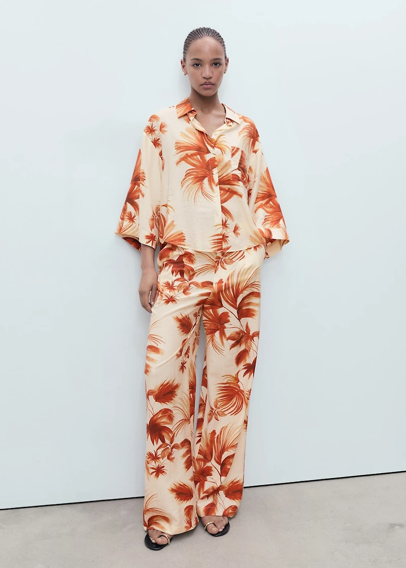 Palm-tree shirt with three-quarter sleeves