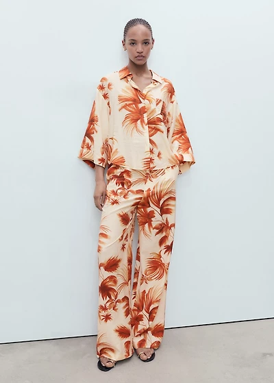 Palm-tree shirt with three-quarter sleeves