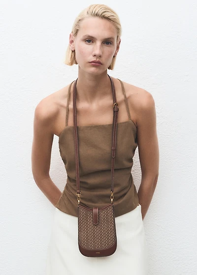 Jacquard crossbody cell phone case with logo