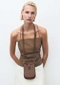 Jacquard crossbody cell phone case with logo