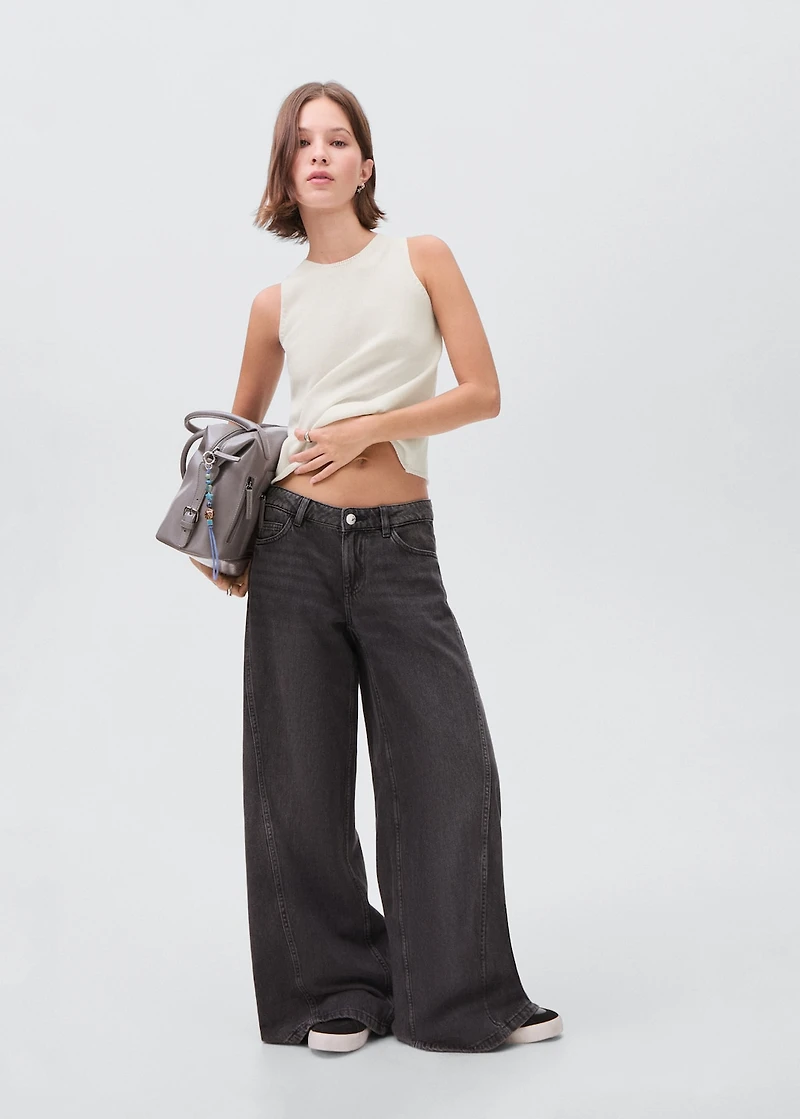 Knitted top with drawstring