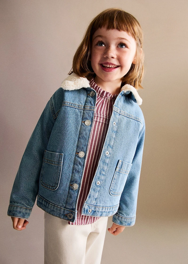 Fur-effect denim jacket