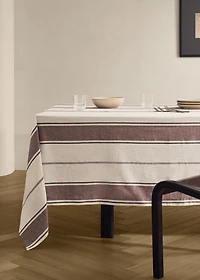 Cotton striped tablecloth for 6 to 8 diners
