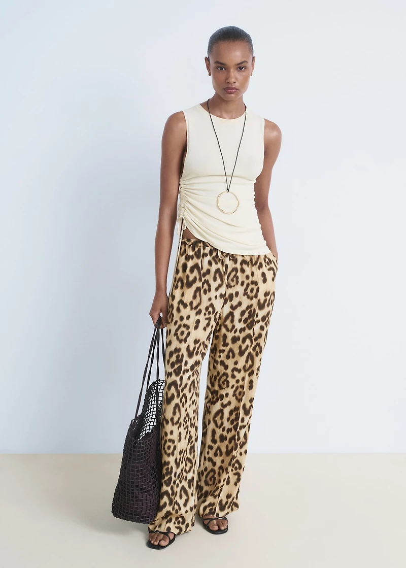 Leopard straight pants