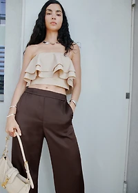 Satin pants with contrasting stripe