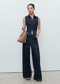 Denim top with contrast stitching