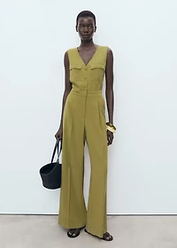 Long chest-pocket jumpsuit