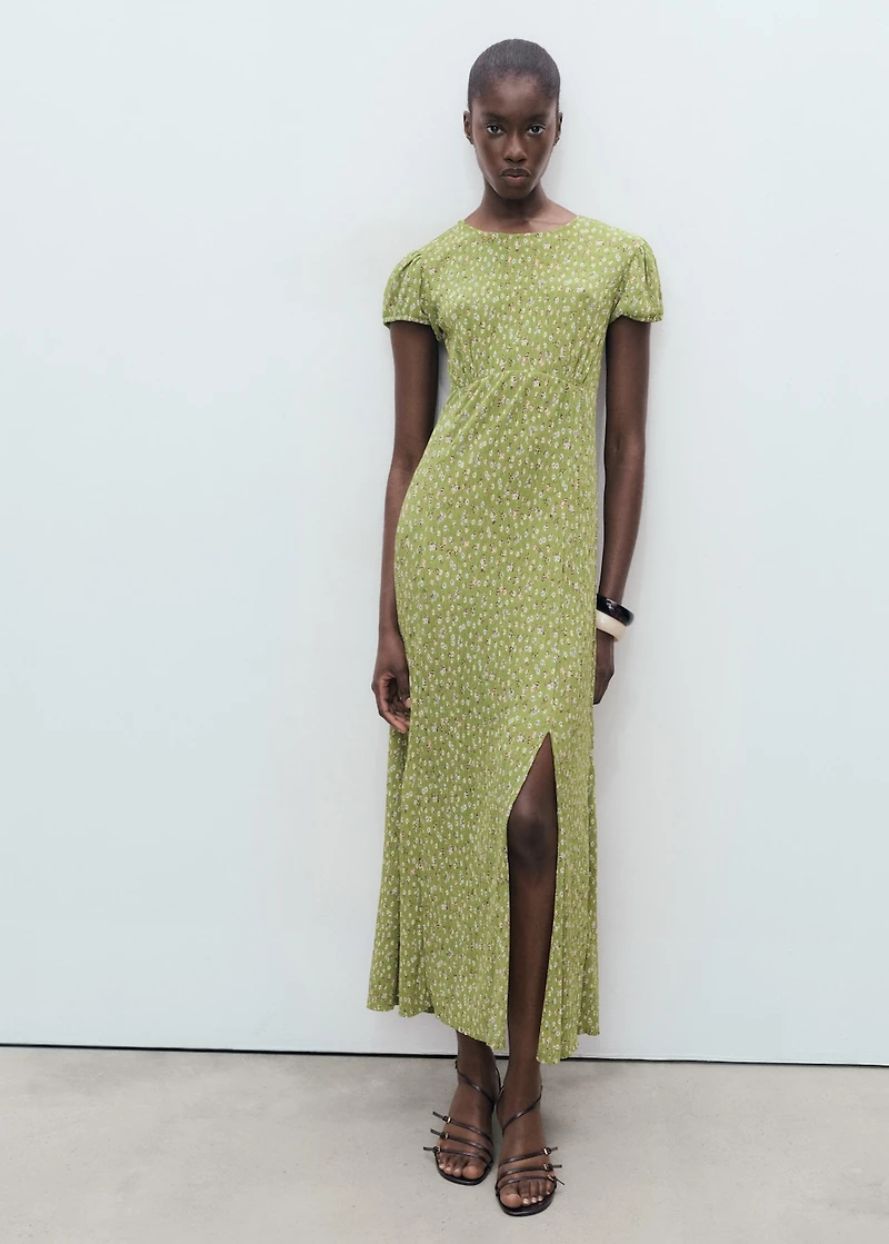 Printed dress with side opening