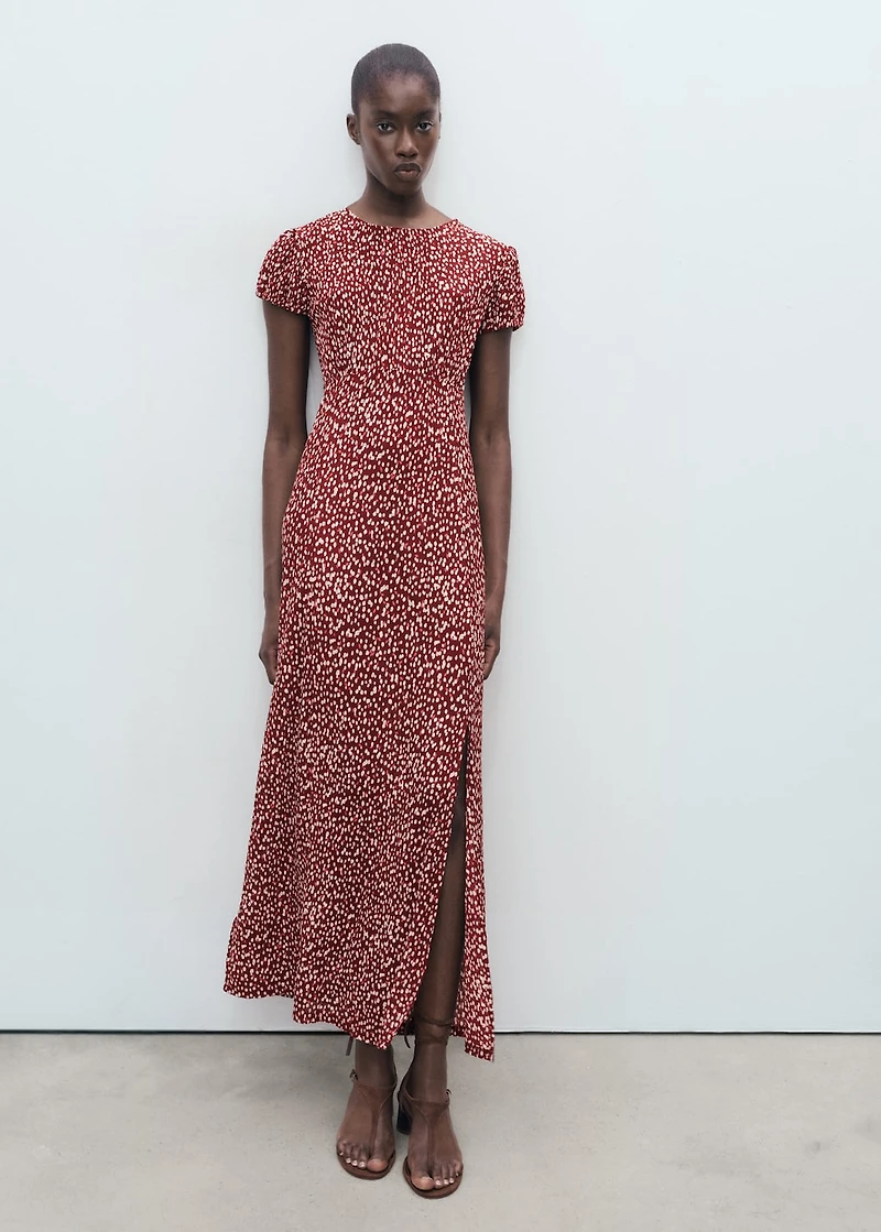 Printed dress with side opening