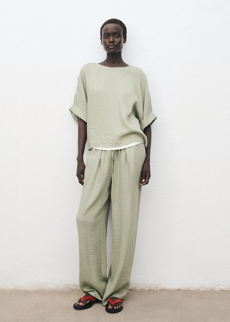 Straight textured trousers
