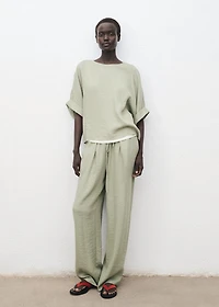 Straight textured trousers