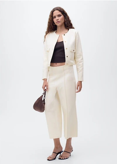 Cotton cropped jacket with pockets