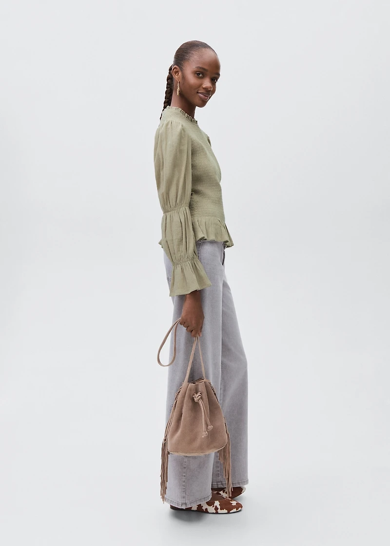 Ruched blouse with ruffles